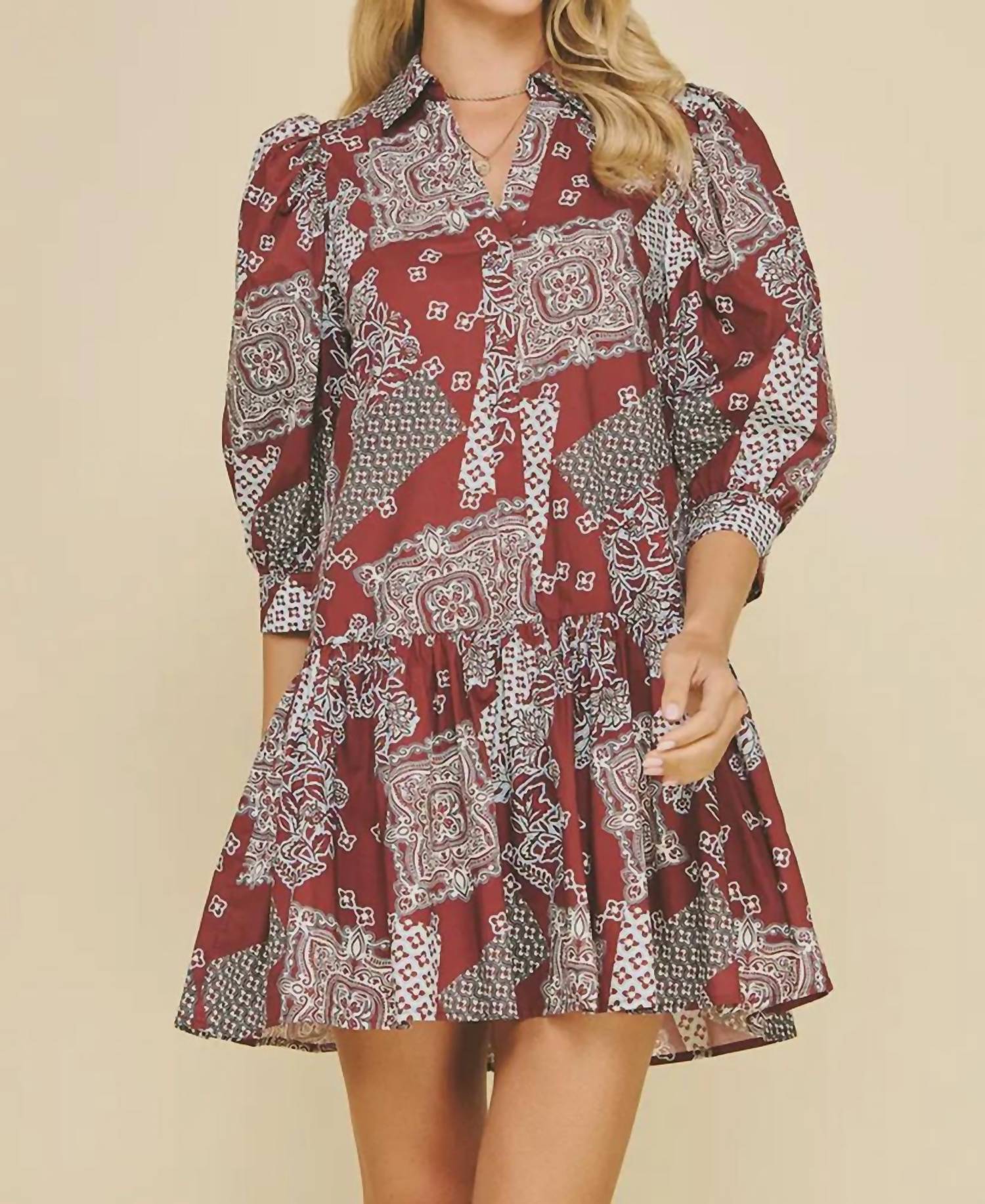 Pinch - Scottie Print Tiered Mini Dress