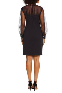 Maggy London - Long Sleeve Illusion Neckline Dress