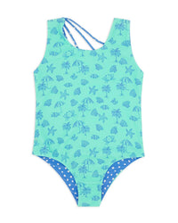 Feather 4 Arrow - Girls Crystal Summer Sun Reversible One Piece Swimsuit