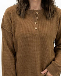 Hem & Thread - Waffle Knit Henley Sweater