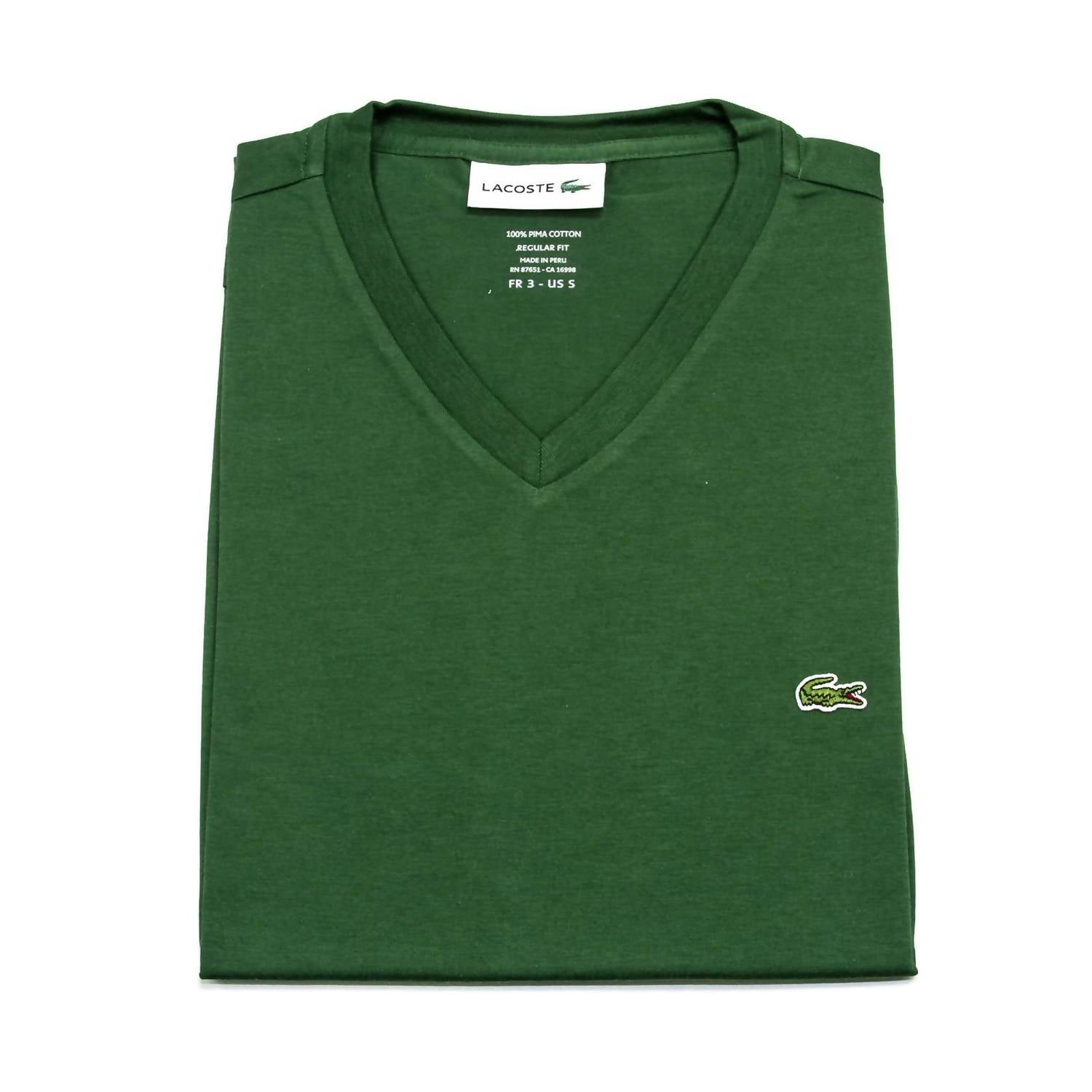 Lacoste - Men's Standard Short Sleeve Pima V-neck Tee