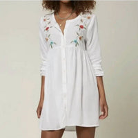 O'Neill - Edan Embroidered Button Up Mini Dress