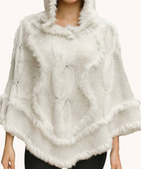 Wona Trading - Cable Fur Poncho Hoodie