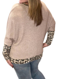 Honeyme - Dolman with Leopard Accents Tee