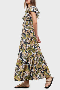 Moon River - Flutter Sleeve Tiered Midi Dress