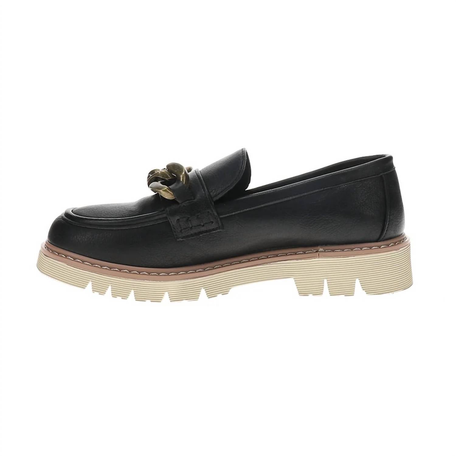Corkys Footwear Women's Not Literally Lug Sole Loafers in black - women's flats - detail view