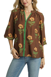 Umgee - Landry Floral Print Button Front Blouse