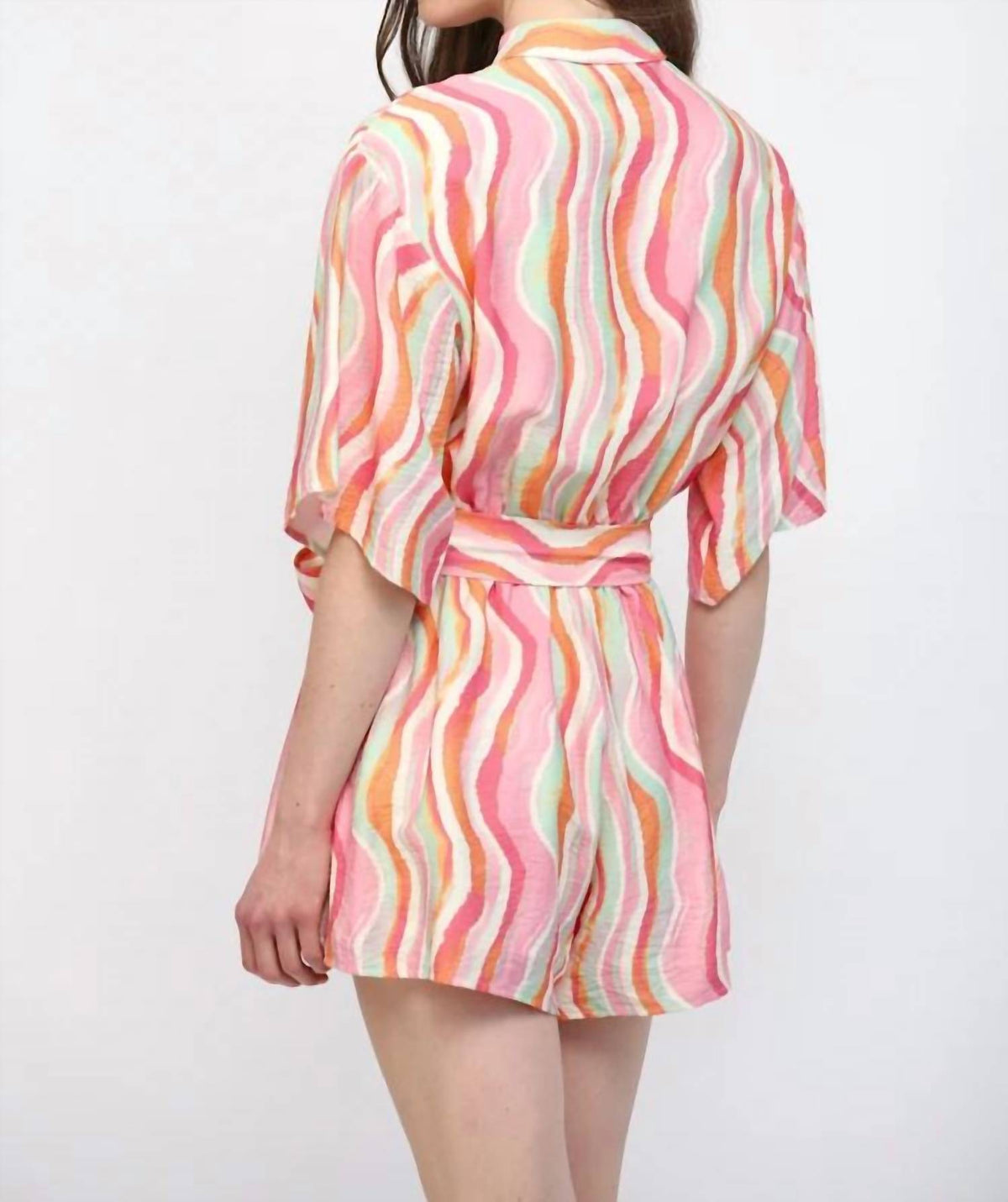 Fate - Stripe Button Down Romper