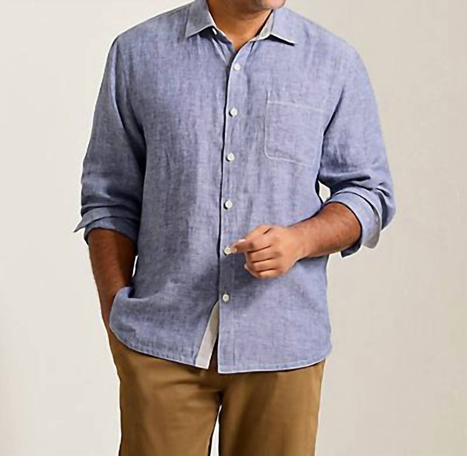 TOMMY BAHAMA Paradise Breezer Long Sleeve Shirt in island navy - men's shirt