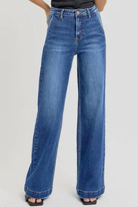 Risen - High-rise Wide-leg Slanted Pocket Western Jeans