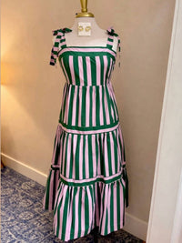 Pinch - Women's Striped Tiered Maxi Dress