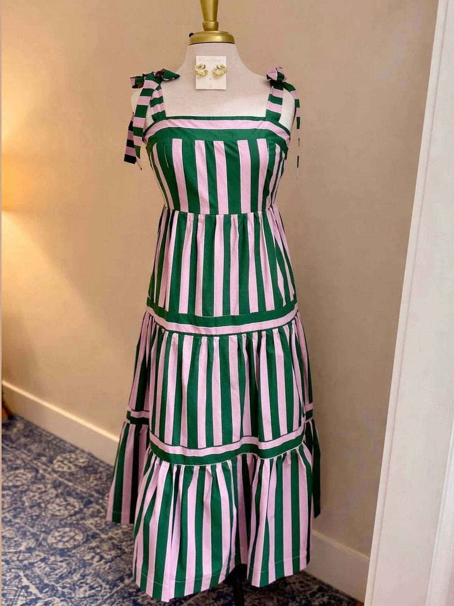 Pinch - Women's Striped Tiered Maxi Dress