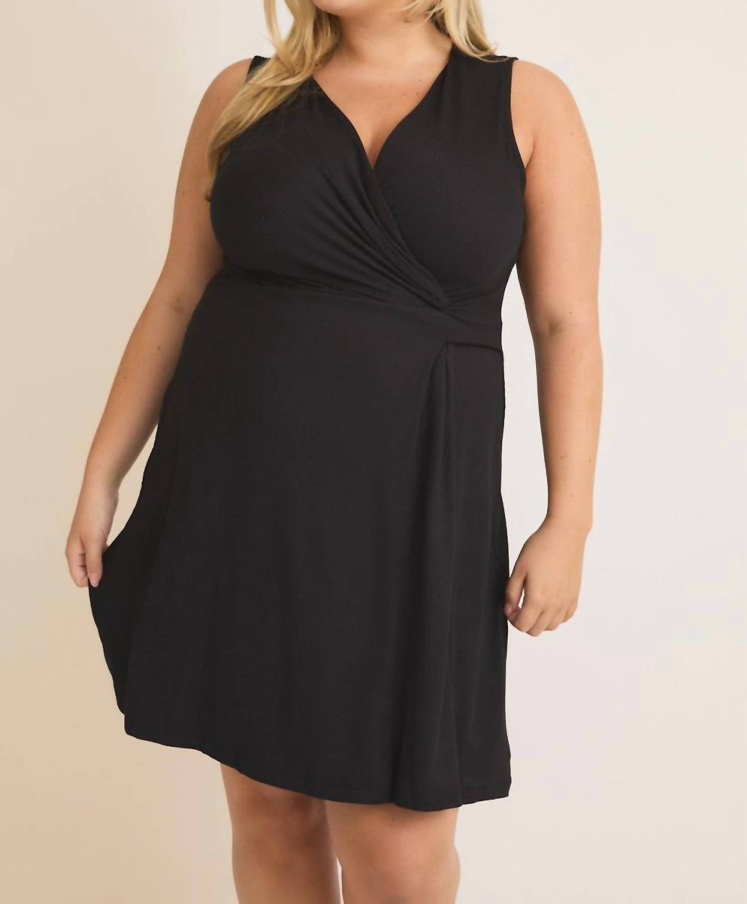 GILLI Lyndsay Surplice Dress in black - women's dress - detail view
