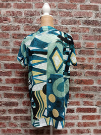 Jess & Jane - Women's Abstract Print Short Sleeve Top