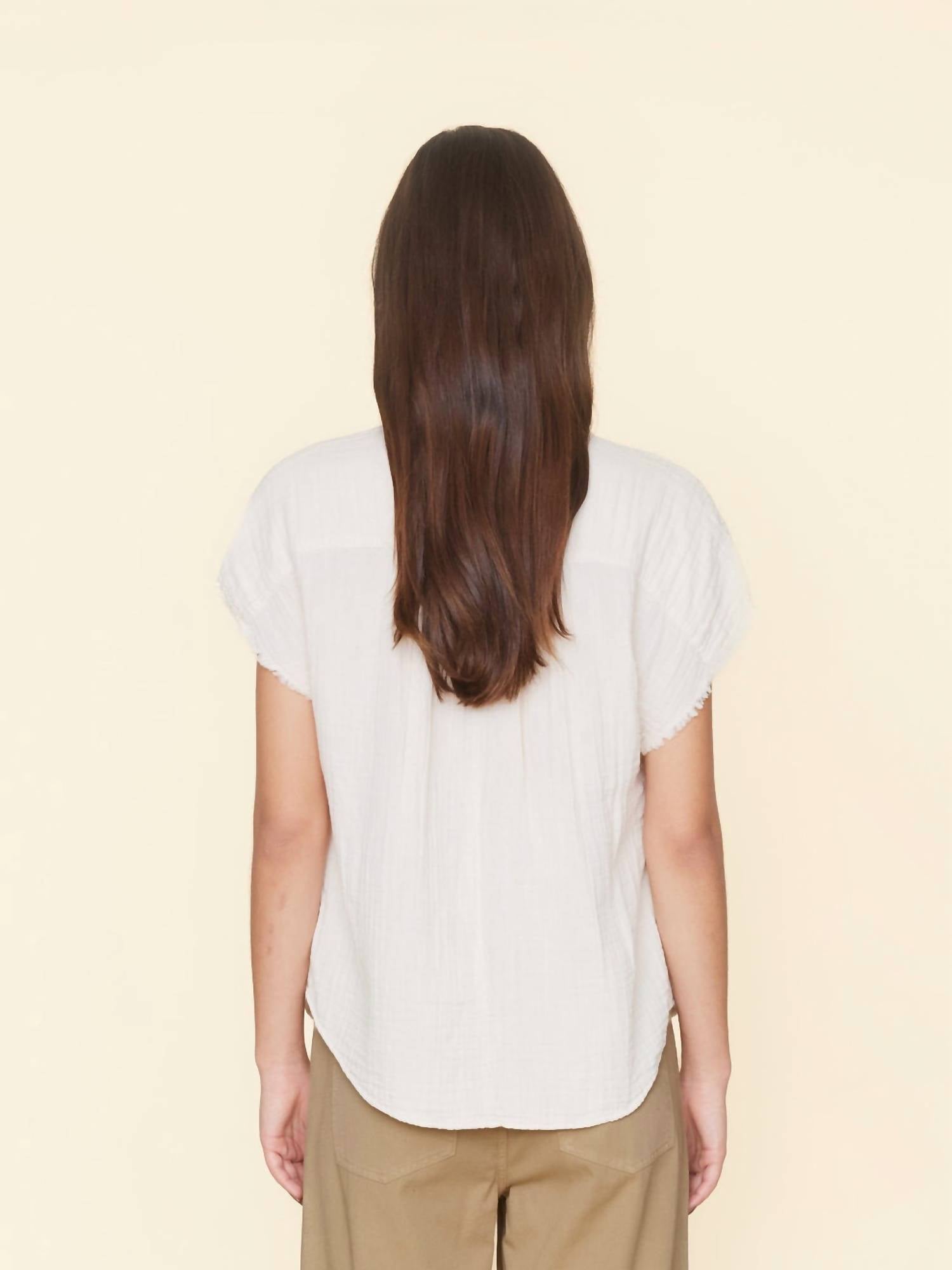 XIRENA Kane Top in oysterette - women's blouse - detail view