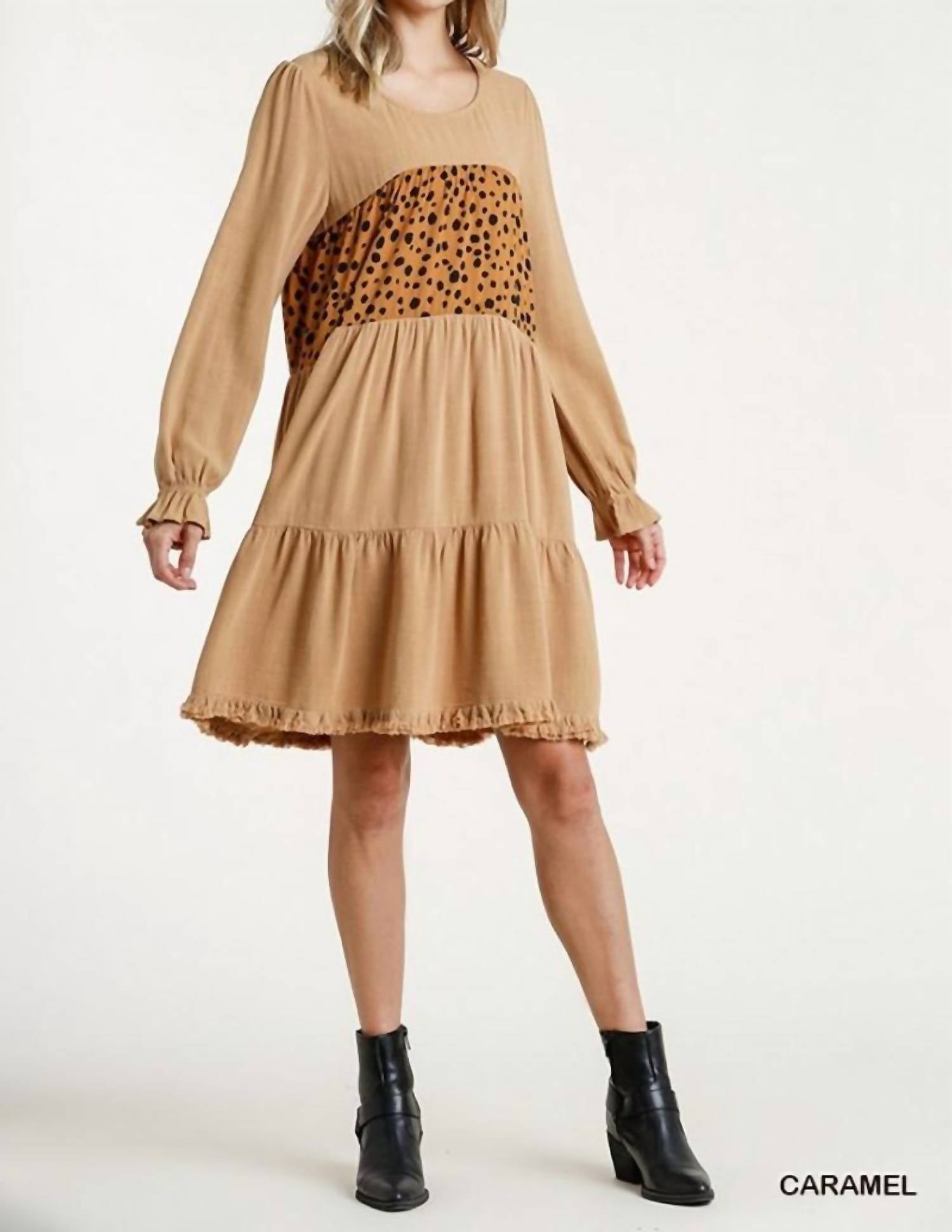 Umgee - Spotted Tiered Fringe Dress