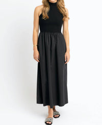 Karlie - Solid Mock Neck Maxi Dress