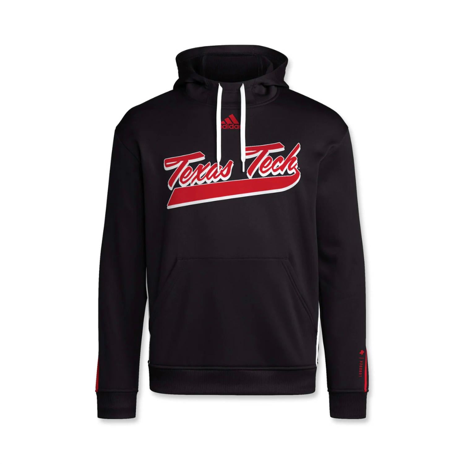 adidas Men's Texas Tech Sideline Athletic Pullover Hoodie in black - men's shirt - detail view