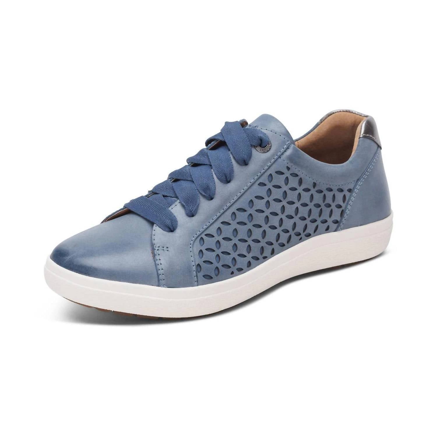 Aetrex Women's Courtney Lace Up Sneakers in blue cutout - women's sneaker