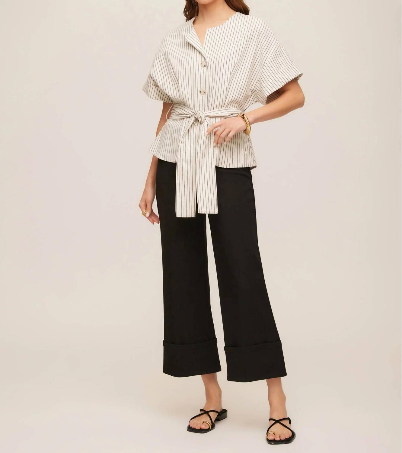 Fifteen Twenty - Women's Belted Button Up Top