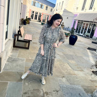 &Merci - 3/4 Sleeve Midi Leopard Dress