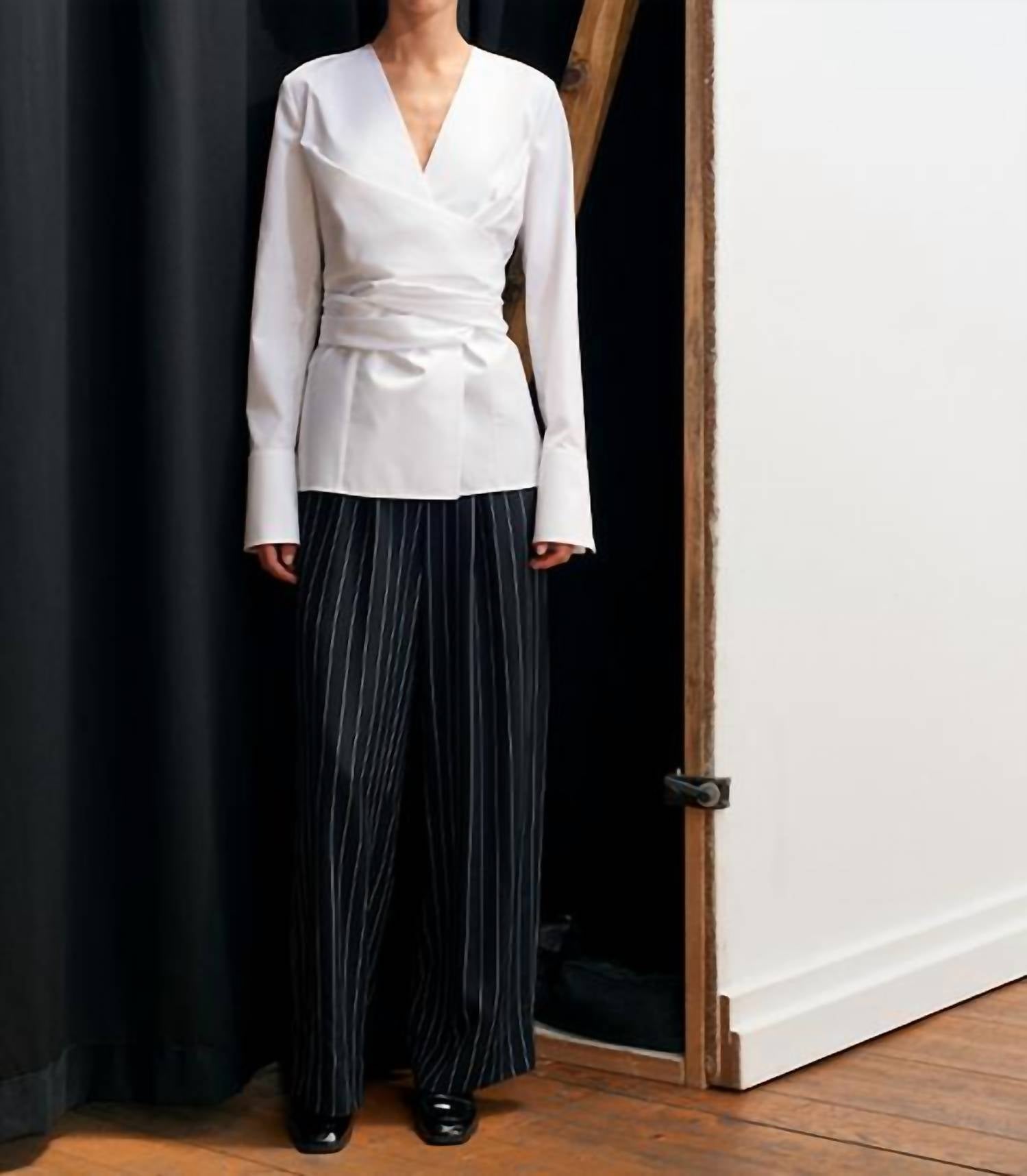 Acaria Studio Harem Relaxed Straight Pants in black stripe - women's pants