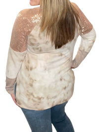 Honeyme - Tie Dye Sequin Shoulder Tee