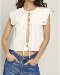 Another Girl - Cutout Tie Blouse