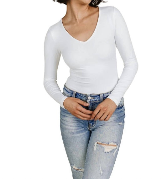 Ampersand Ave - Bodysuit Long Sleeve V-Neck Top