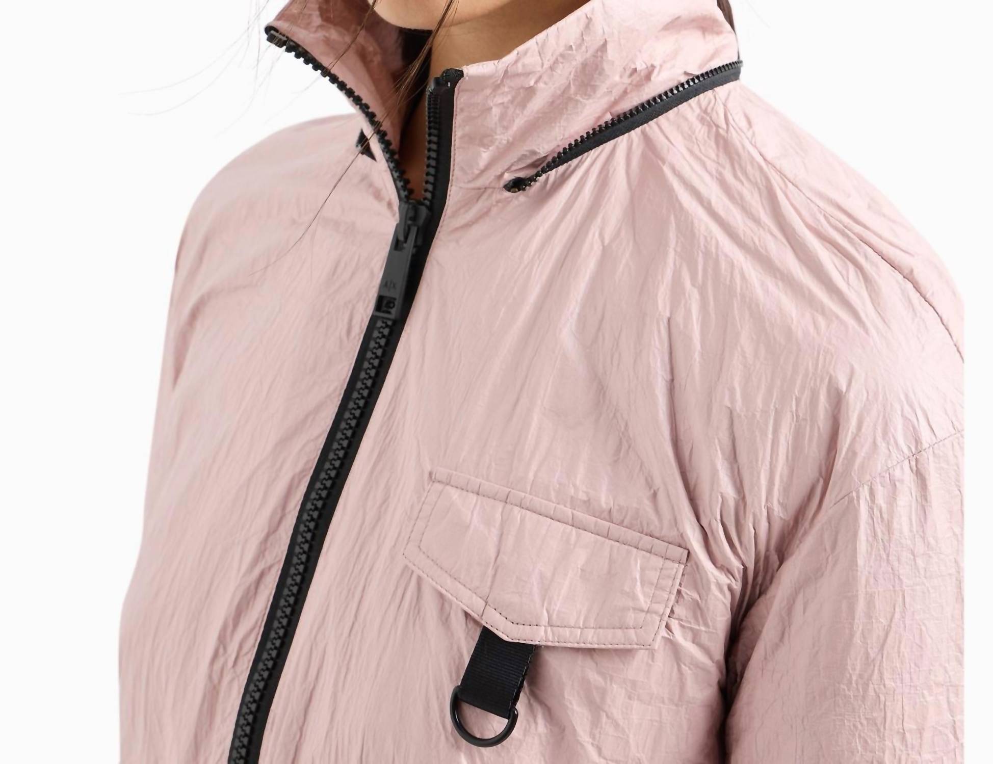 Armani Exchange Non-woven Fabric Cargo Pocket Windbreaker Jacket in milk punch - women's jacket - view 5