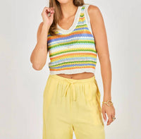Sadie & Sage - Sylvia Stripe Crotchet Top
