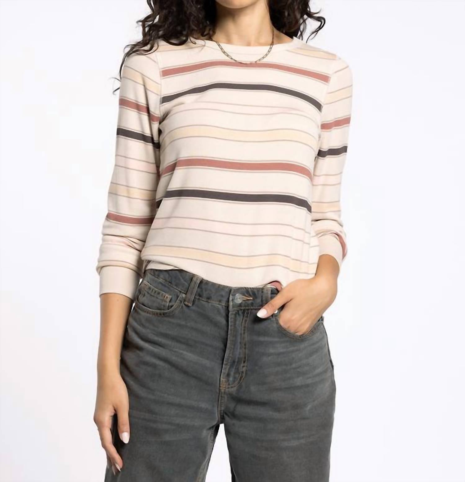 Thread & Supply Stacy Solid Everyday Top in autumn stripe - women's long sleeve top