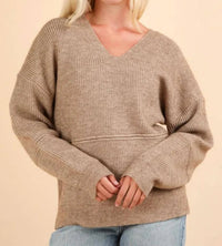 Very J - Oversized Seam Detail Drop Shoulder Hooded Sweater