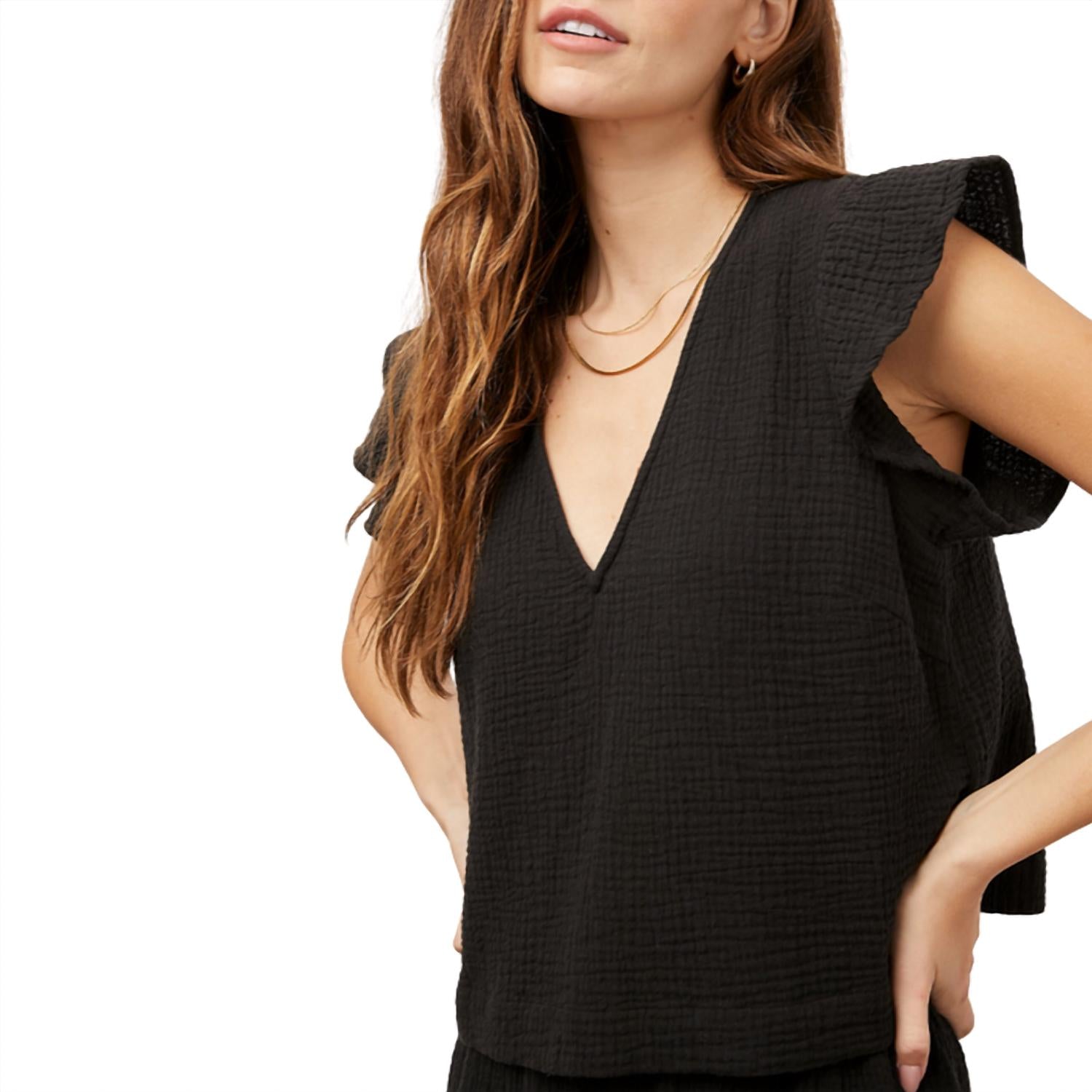 Rails Women's Miley Sleeveless Top in black - women's blouse - alternate view