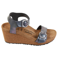 Papillio Women's Soley Ring-Buckle Wedge Heel - Narrow/Medium in metallic black - women's sandal