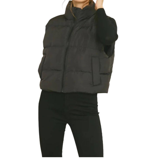 Entro - Cropped Puffer Zip Up Vest