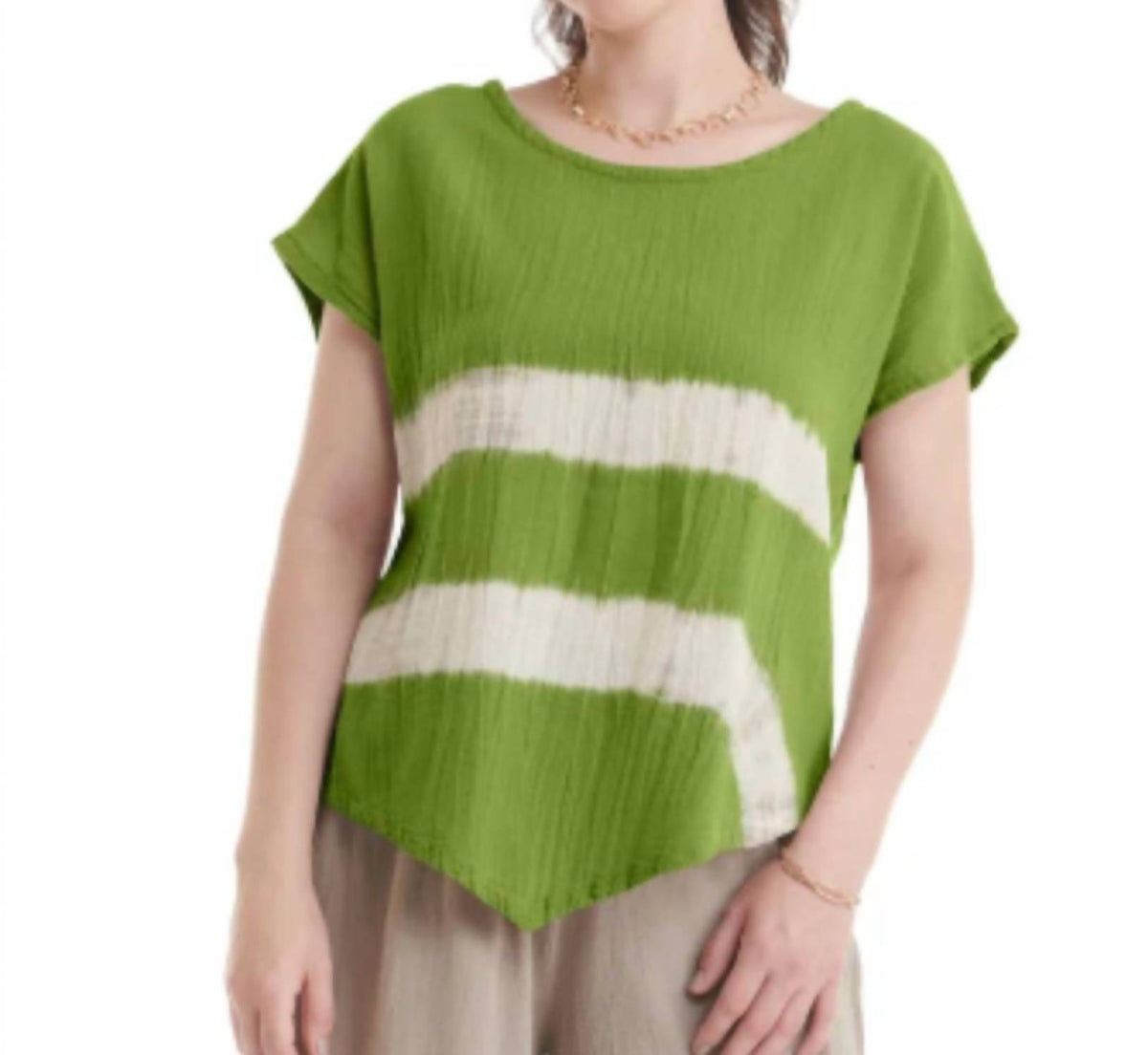 Oh My Gauze! Grace Casual Top in matcha - women's t-shirt - detail view