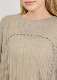 Terra - Contrast Stitch & Rib Sweater