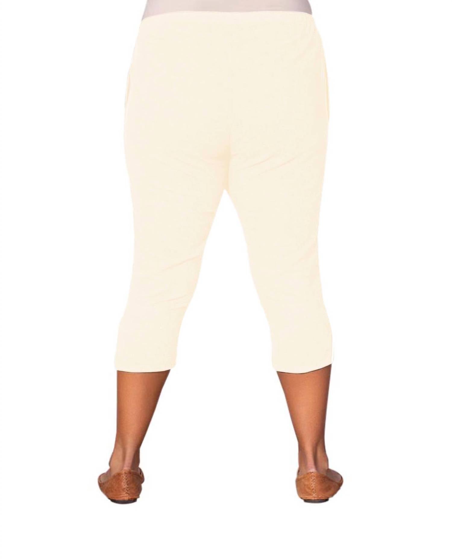 On The Plus Side - Crinkle Cotton Crop Pants - Plus
