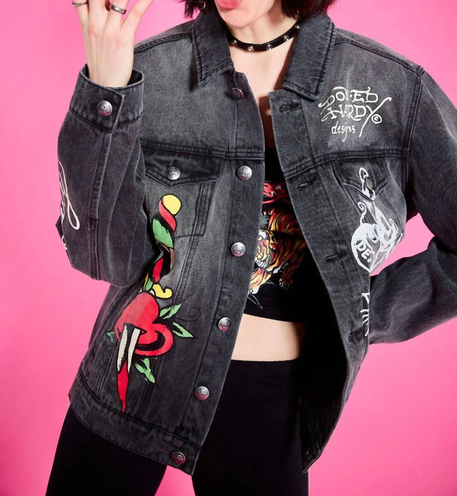Ed Hardy - Unisex Heart Wings Denim Jacket