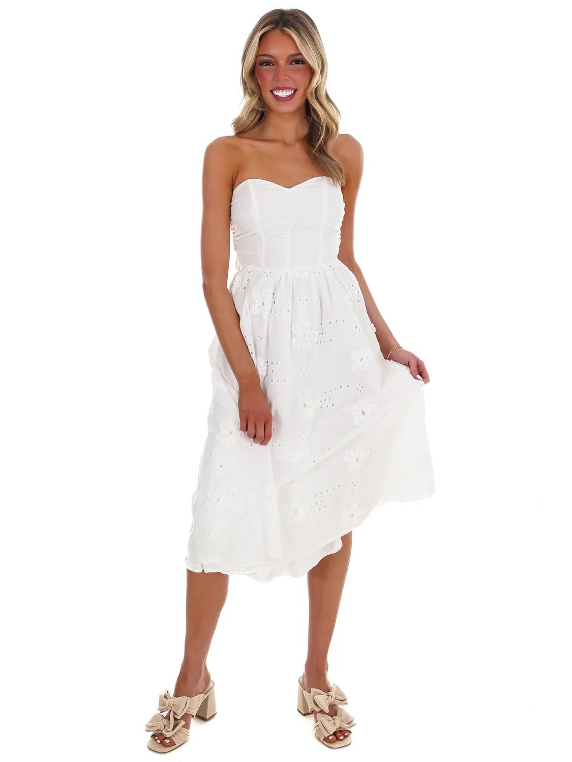 Baby Pink - Where Is The Love Strapless Midi Dress