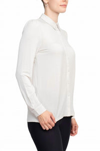 T Tahari - Collar Neck Cuff Button Detail Blouse