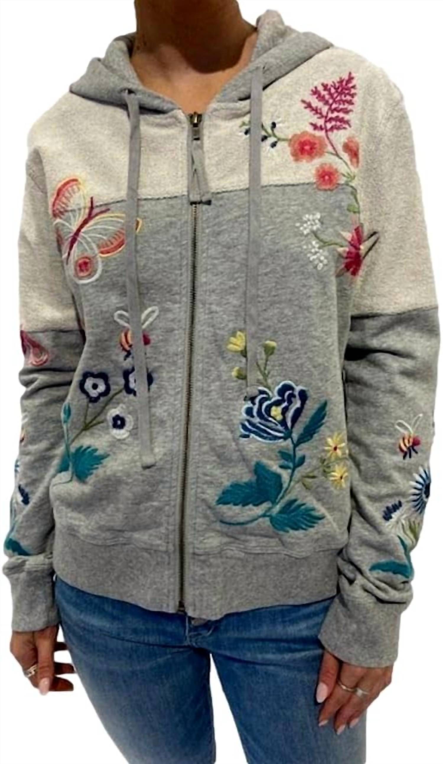 Johnny Was Arla French Terry Sweatshirt in light heather - women's top