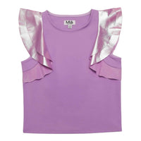 MIA Girls' Flutter Top in dusty purple - kids' blouse - alternate view