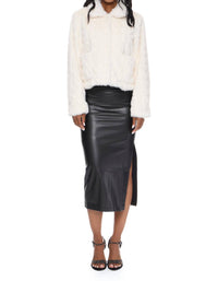 CIEBON Irini Cable Fur Jacket in ivory - women's jacket