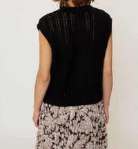 Central Park West Rose Open-Knit Cardigan in black - women's cardigan - detail view