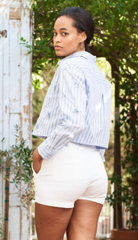 Paparazzi - Tucked Stripe Crop Shirt