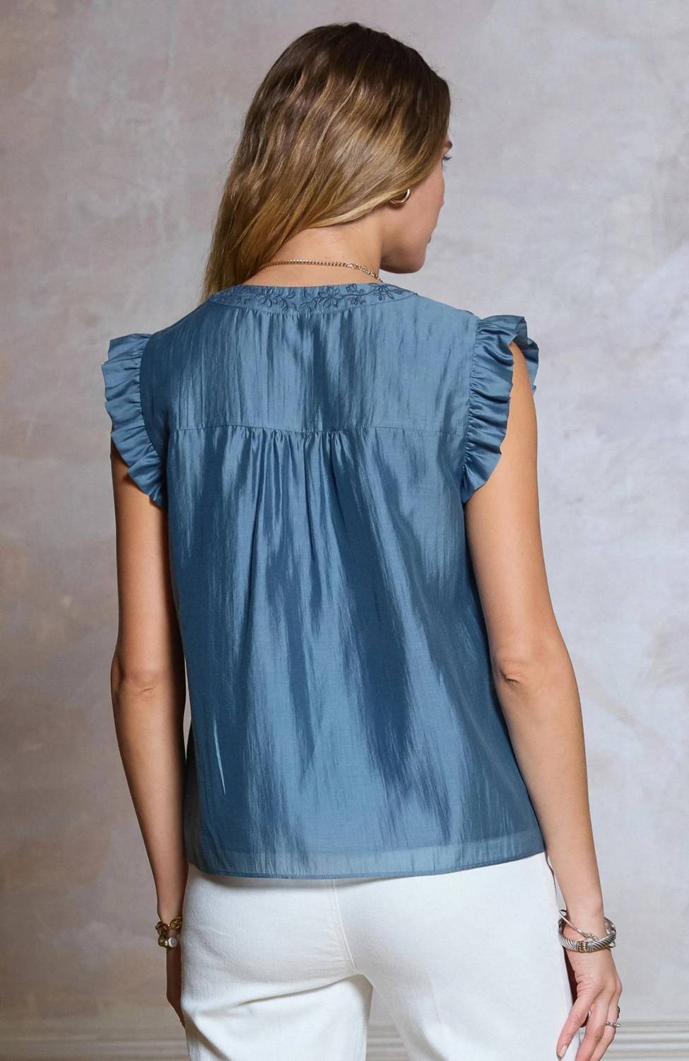 Current Air - Embroidered Sleeveless Blouse