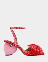 Betsey Johnson Women's Kendal Bow Novelty Heart-heel Sandal in red pink - women's heels - detail view