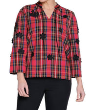 Tru Luxe - Applique Tie Neck Top
